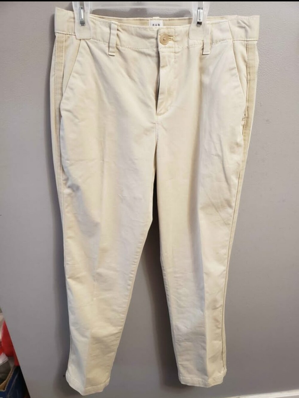 GAP Cream Ankle-Length Straight Jeans
